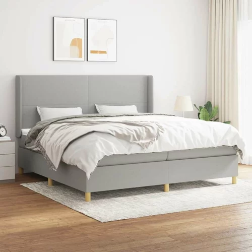  Box spring postelja z vzmetnico svetlo siva 200x200 cm blago, (20761076)