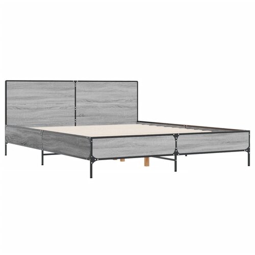 VidaXL Posteljni okvir siva sonoma 120x190 cm inženirski les in kovina, (21204693) Slike
