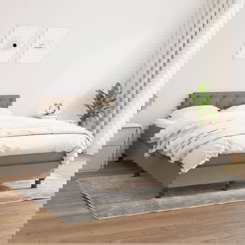 VidaXL Krevet s oprugama i madracem smeđesivi 120 x 200 cm od tkanine Slike