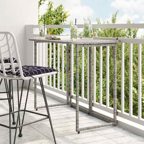 vidaXL Zložljiva vrtna miza Grey 90x51x75 cm Poly Rattan Cene