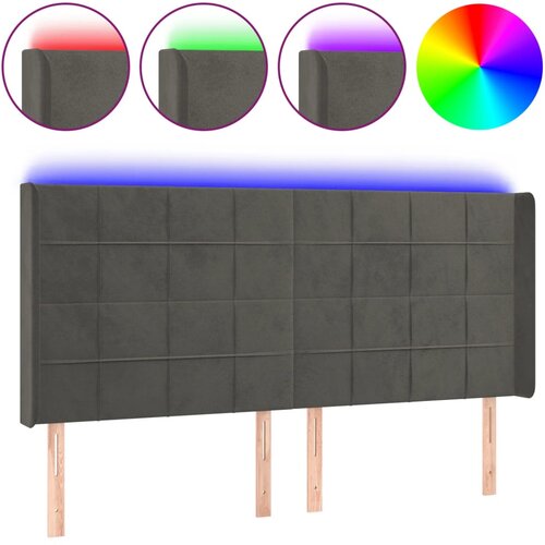 Maison Chic led posteljno vzglavje - vzglavna omarica - nočna omarica temno sivo 183x16x118/128 cm žamet, (21708297) Slike