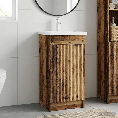  Kupaonski umivaonik s sudoperom Staro drvo 42 x 40 x 84,5 cm Slike