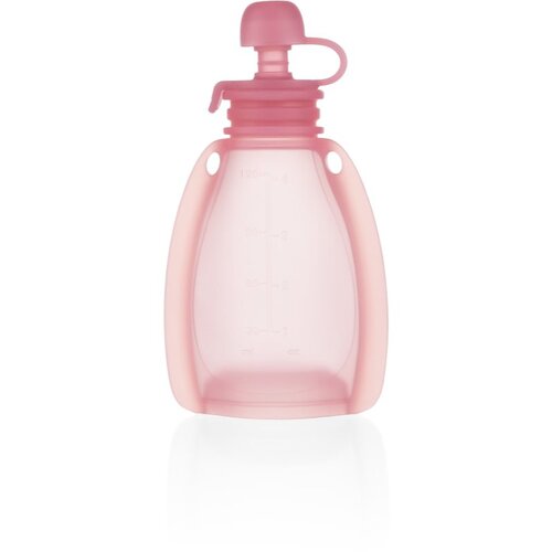 Zopa Silicone Refillable Baby Food Pouch vrečka za hrano 0 m+ Transparent Pink 120 ml Slike