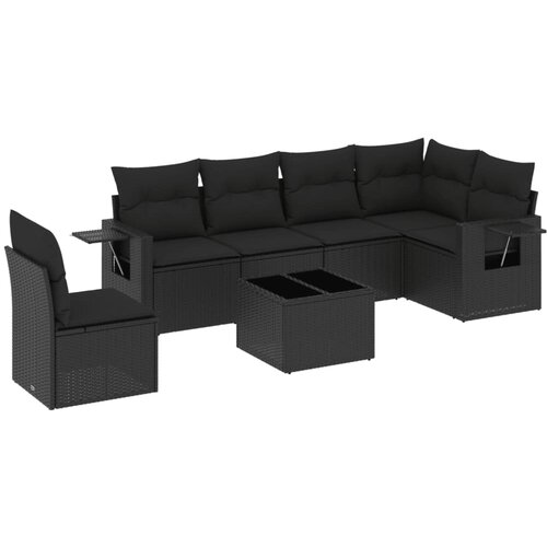 Maison Chic Seti vrtnega pohištva - Vrtna garnitura - Vrtni pohištvo set 7-delna z blazinami črn poli ratan, (21801498) Cene