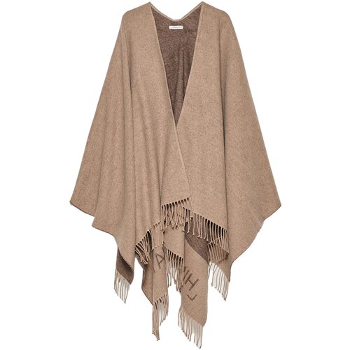 Hinnominate Puloverji Poncho In Maglieria Con Frange E Logo Jacquard Kostanjeva Slike