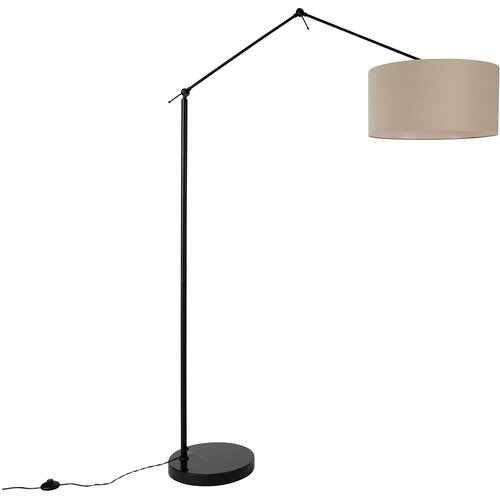 QAZQA Stoječa svetilka črna s svetlo rjavim senčnikom 50 cm nastavljiva - Editor Slike
