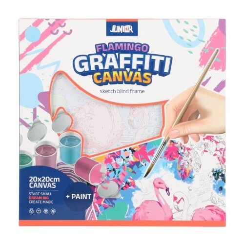 Junior graffiti canvas blind ram sa skicom flamingo bela 20x20cm ( 132957 ) Cene