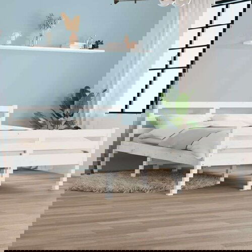 Posteljni okvir bel iz trdnega lesa 140x200 cm, (20601206) Slike