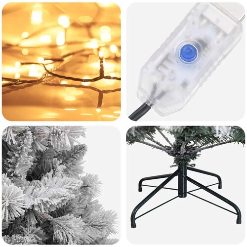  Umjetno božićno drvce s nogom 210 cm 300 LED lampica - Bijela 210 cm s LED svjetlima Slike