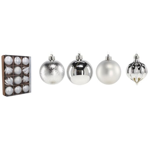 Molarem Home Set od 12 kuglica za božićno drvce - 6 cm, srebrna Slike