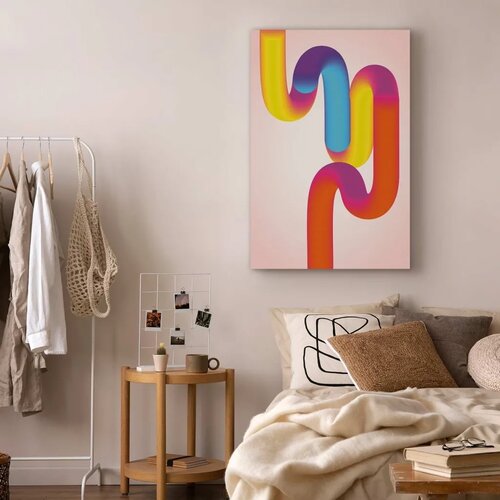  Slika - Colorful Turns - Dynamic Composition in Shades of Yellow Pink and Blue 20x30 Cijene