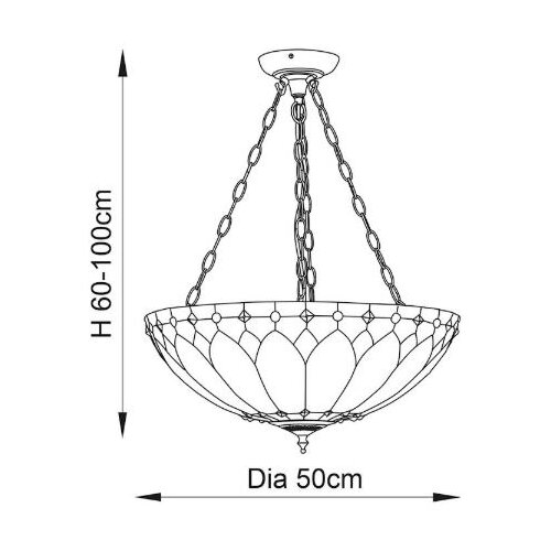  Endon 63976 - Luster na lancu Tiffany BROOKLYN 3xE27/60W/230V prečnika 50 cm Slike