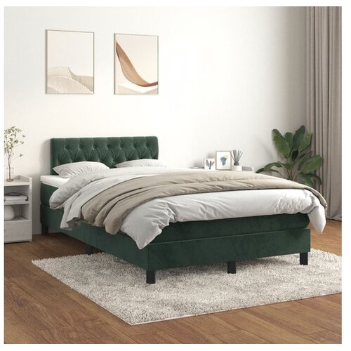  Box spring postelja z vzmetnico temno zelena 120x200 cm žamet Cene