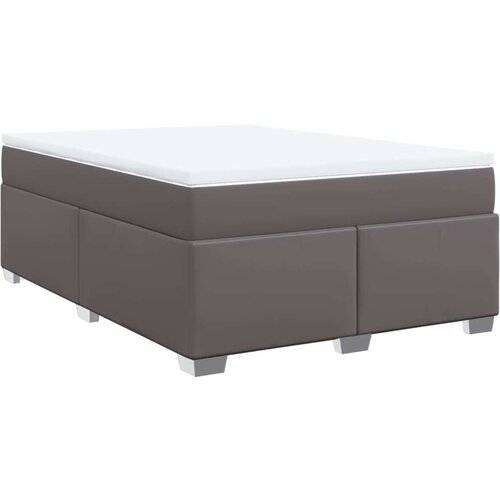 VidaXL Krevet s oprugama i madracem sivi 140x190 cm od umjetne kože Slike