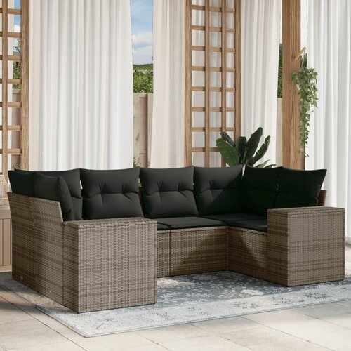 vidaXL 6-dijelni set vrtnih sofa od poliratana s jastucima sivi Cijene