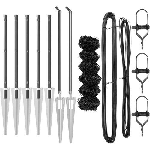 VidaXL Ograda od lančanih karika s 7 &amp;scaron;iljastih stupova 0.6x10 m Pocinčani čelik Slike