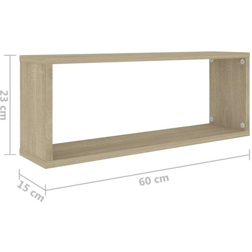 VidaXL Stenske police kockaste 2 kosa sonoma hrast 60x15x23 cm, (20620616) Slike