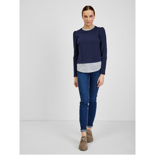 Orsay Dark blue ladies sweater with shirt insert - Women Cene