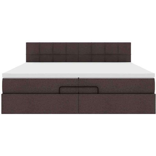 VidaXL otomanski krevet s madracem tamnosmeđi 200x200 cm tkanine Slike