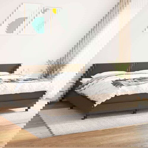  Box spring postelja z vzmetnico temno rjava 160x200 cm blago, (20902168) Slike