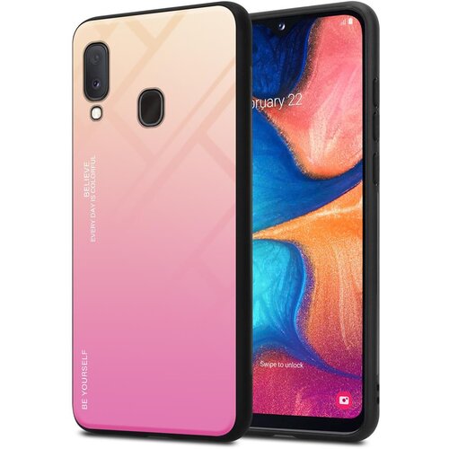 Cadorabo Ohi&scaron;je, združljiv s Samsungom v rumeni - roza - dvobarvni za&scaron;čitni pokrov iz silikona TPU in hrbta iz kaljenega stekla, (20573835) Cene