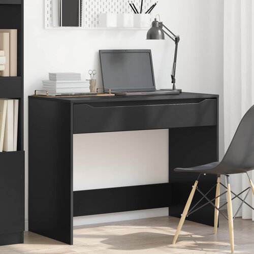  Stol s ladicama Crna 100 x 50 x 78 cm Konstrukcijsko drvo Slike