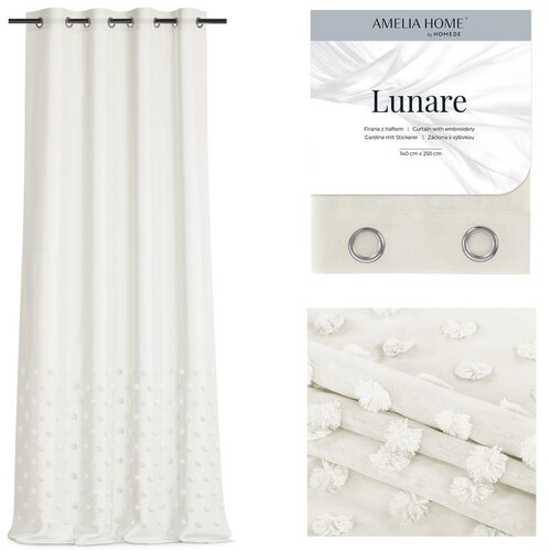  Curtain LUNARE color creamy embroidered theme boho eyelets veil 140x250 ameliahome Cijene
