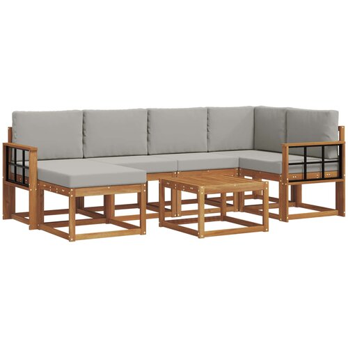  Set vanjskih sofa 7 kom. Prirodna i svijetlo siva Slike
