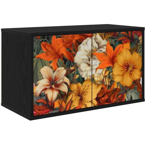 vidaXL TV ormar za montažu na zid GENNEP 69 x 33 x 40 cm Crni hrast - Crni hrast Print ljiljana Cene