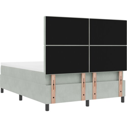 VidaXL Krevet s uzglavljem i madracem &amp;amp; LED svjetlom svijetlo siva 160x200 cm bar&amp;scaron;un Slike