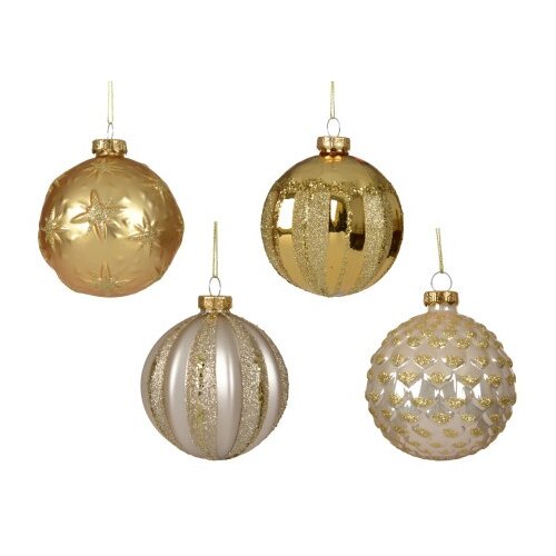 DEKOR DOM dekoracija - hanging bauble glass 8cm 062875 - gold assorted - kmg ( 045636 ) Cene