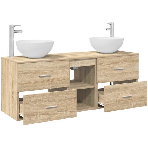  Set ormarića za kupaonicu 3 kom. Hrast sonoma Smeđa 49,5 x 41 x 64,5 cm Slike