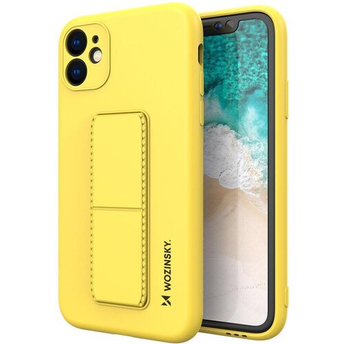 Wozinsky Silikonski ovitek s stojalom za iPhone 11 Pro Max Kickstand Case, rumen, (21642969) Cene
