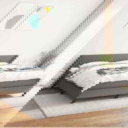  Okvir kreveta s oprugama i madrac svjetlosivi 160x200cm tkanina Slike