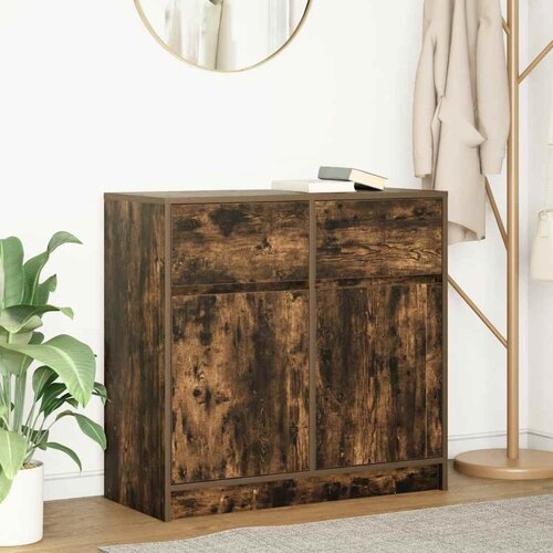 VidaXL Komoda s ladicama dimljenog hrasta 80x34x76cm konstruirano drvo Slike