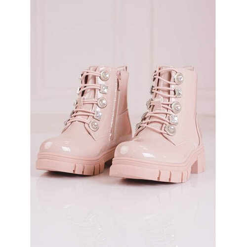 SHELOVET Lace-up girl's ankle boots with ornaments pink Cijene