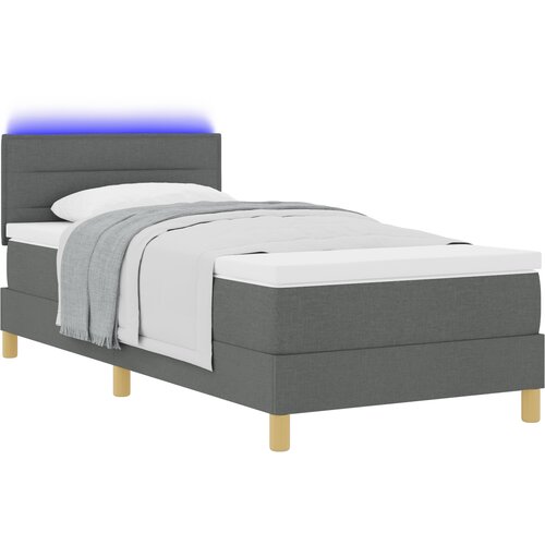 vidaXL Postelja s pomičnim dnom z vzmetnico in LED Temno siva 90x190 cm Tkanina, (22083849) Cene