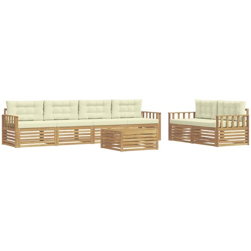  Set vanjskih sofa 7 kom. Bijela i krem Poliester Slike