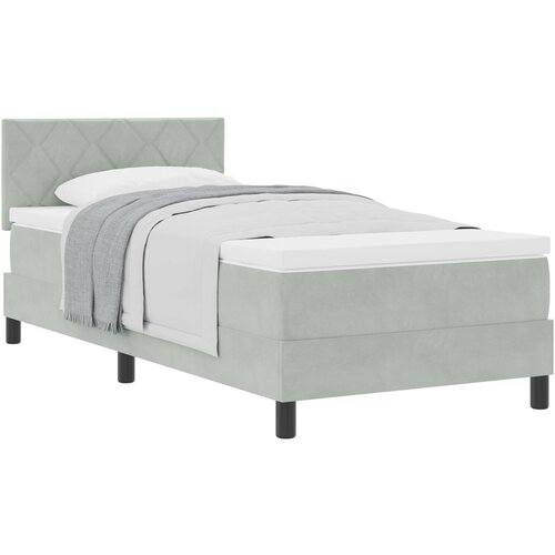 VidaXL okvir kreveta s madracem svjetlosiva 90x200 cm bar&amp;scaron;un Slike