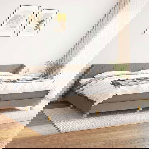  Krevet s oprugama i madracem smeđesivi 200x200 cm od tkanine Cijene