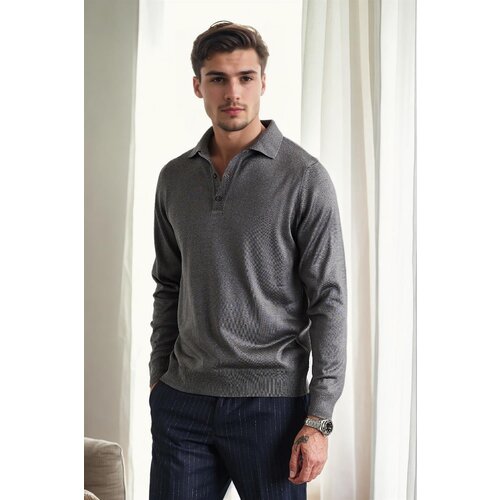 Dewberry 28296 Polo Neck Mens Knit Sweater-ANTHRACITE Slike