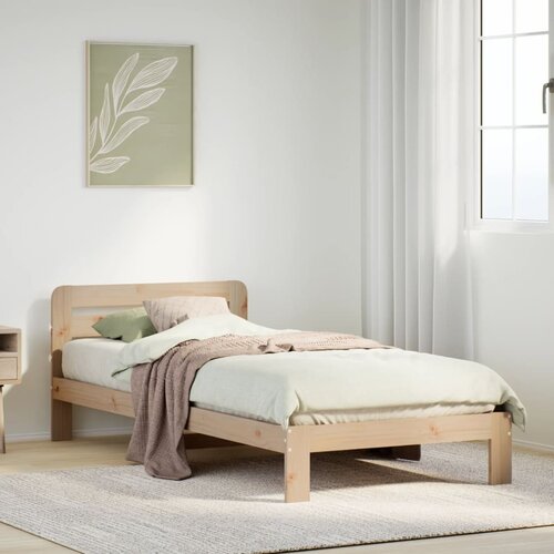 VidaXL Posteljni okvir brez vzmetnice 75x190 cm trdna borovina Slike