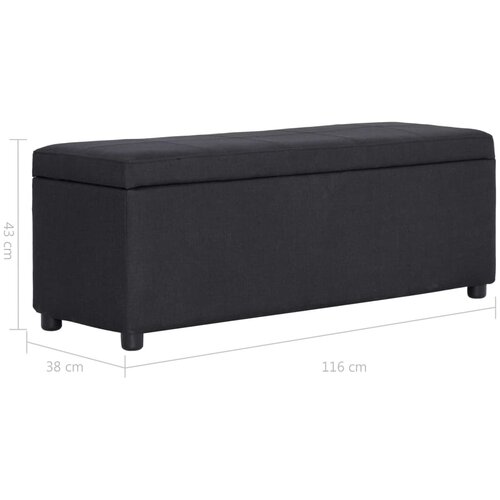  Klupa s pretincem za pohranu 116 cm crna poliesterska Slike
