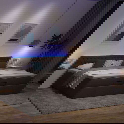  Okvir kreveta s madracima tamnosmeđi 200x200cm tkanine Cijene