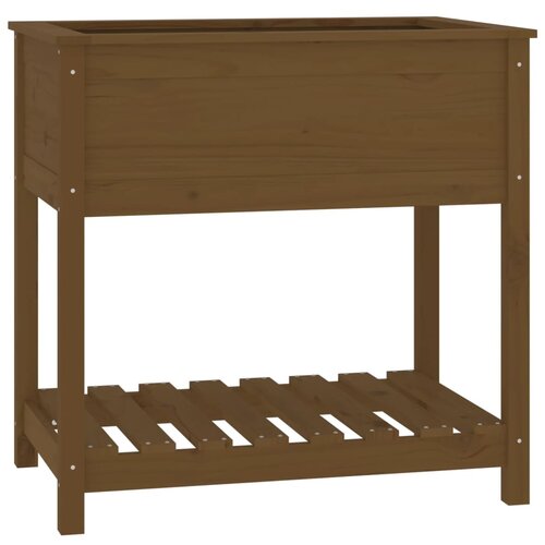 Maison Chic Visoka greda - Greda - Cvetlični Lonec s polico medeno rjava 82,5x54x81 cm trdna borovina, (21789076) Slike
