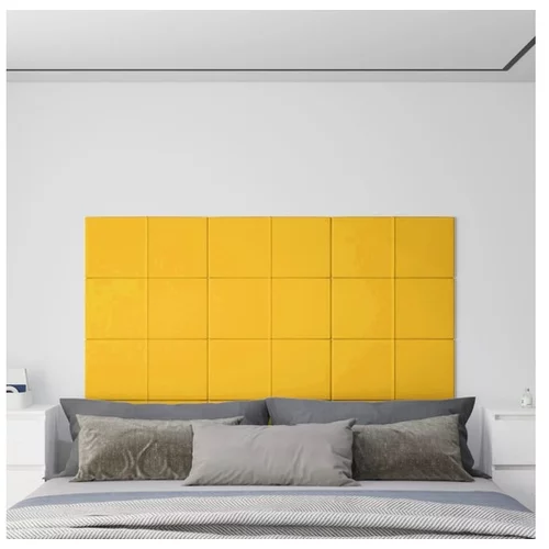  Stenski paneli 12 kosov rumeni 60x30 cm žamet 2,16 m²