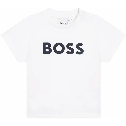 Boss Otroška bombažna kratka majica bela barva