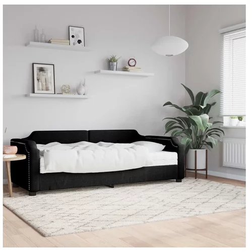 vidaXL Dnevna postelja z vzmetnico črna 100x200 cm blago