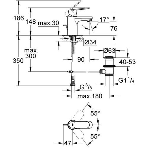 Grohe slavina za lavabo sa podsklopom Eurosmart Cosmo 32825000 Slike