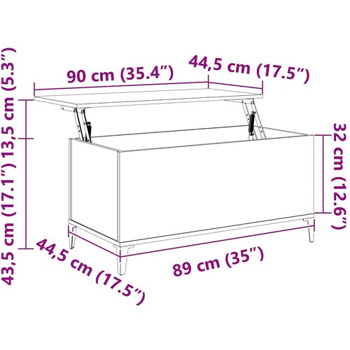  Stolić za kavu crni 90 x 44,5 x 45 cm od konstruiranog drva Slike